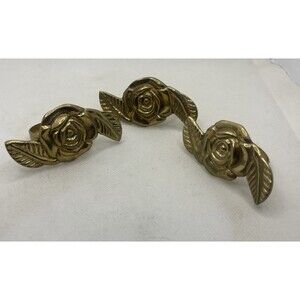 BRASS ROSE NAPKIN RINGS ~ SET OF  3